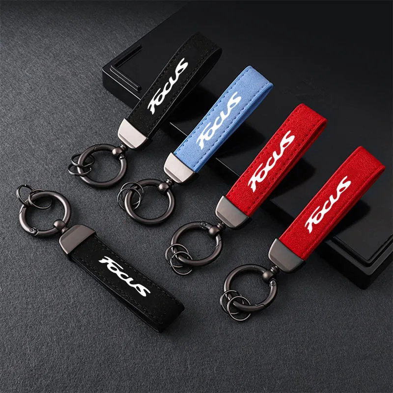 New Women Men Luxury Car KeyRing Suede Leather Car Keychain Accessories For Ford Focus Logo MK1 MK2 MK3 MK4 Fiesta Ranger