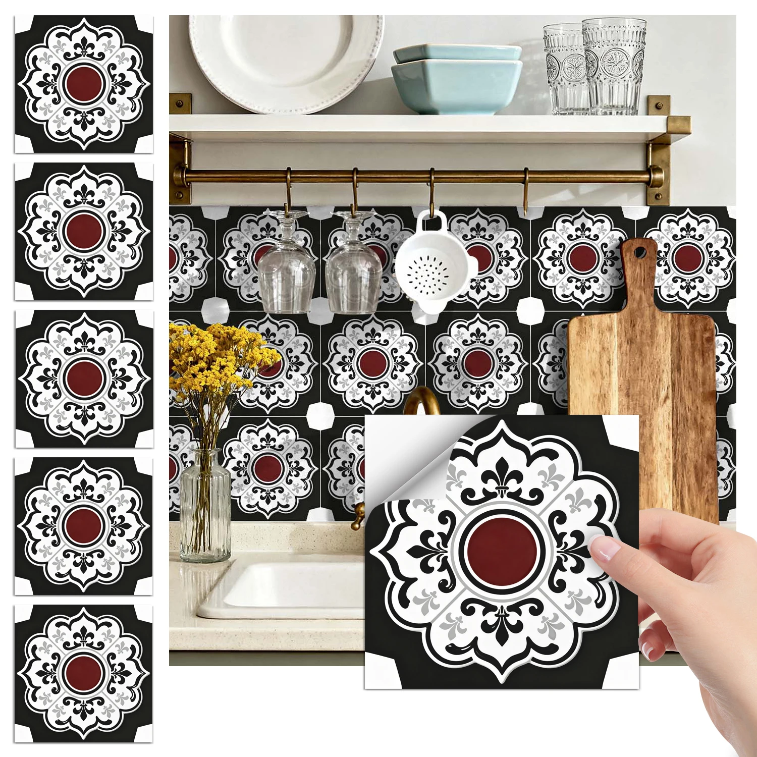 

36 self-adhesive PVC tile stickers, kitchen and bathroom use self-adhesive splash proof stickers for home decoration