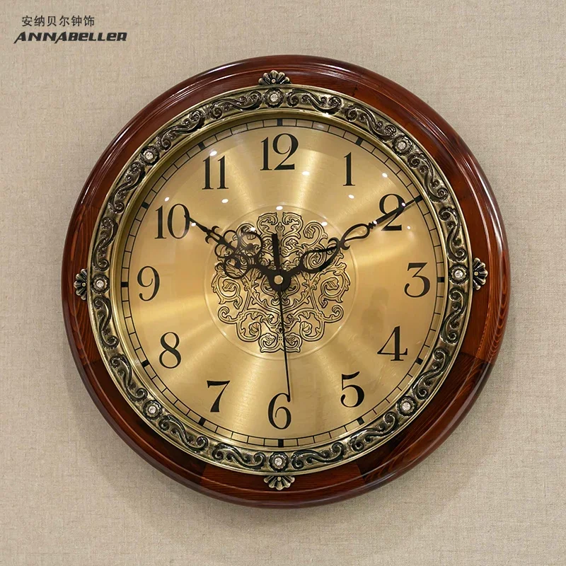 Large Solid Wood Retro Wall Clock Living Room American European Silent Bedroom Creative Watch Home Relogio De Parede Gift FZ635