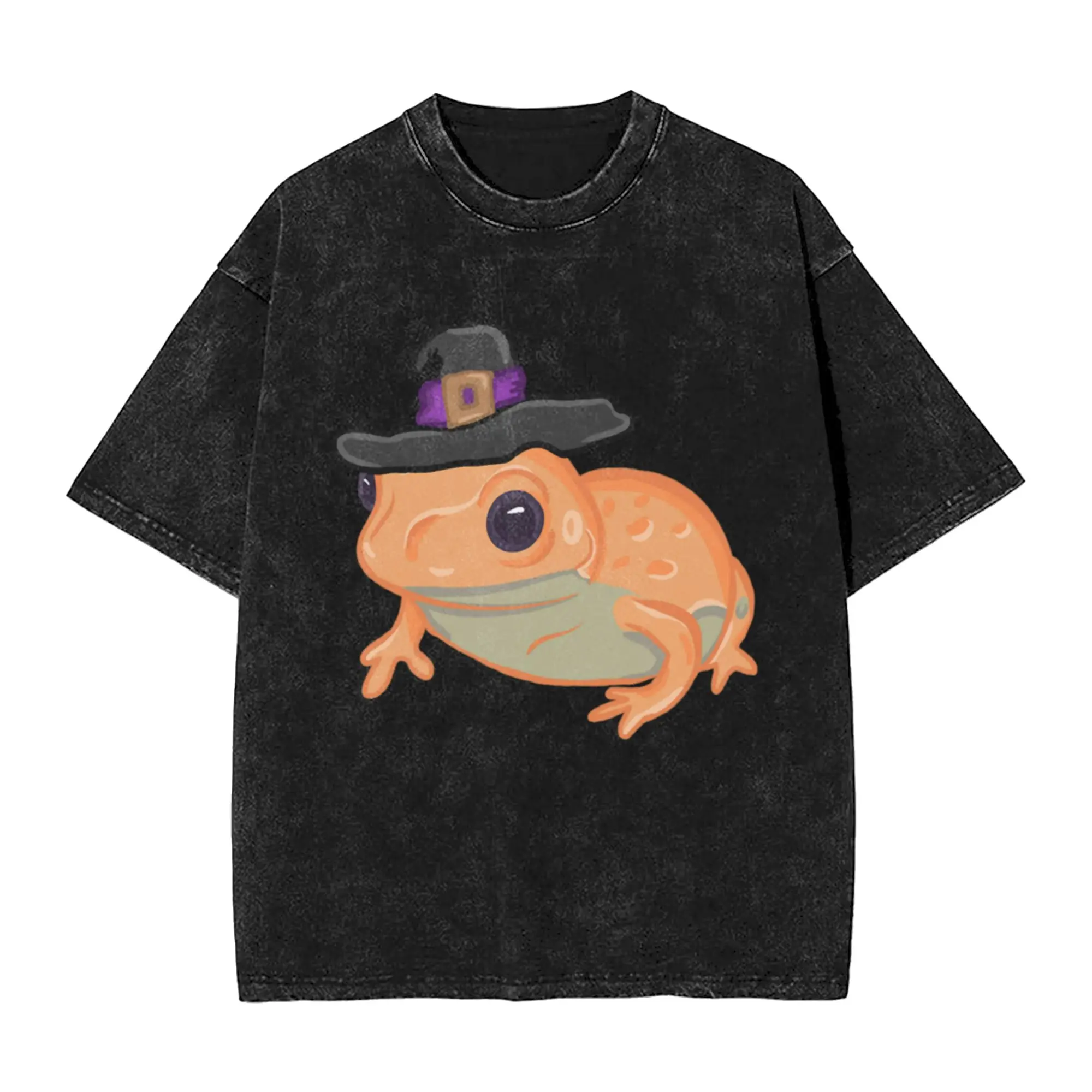 Orange Witch Frog  Classic Stylish A T-Shirt Oversized Short Sleeve Men's Women's Cotton Tees Tops