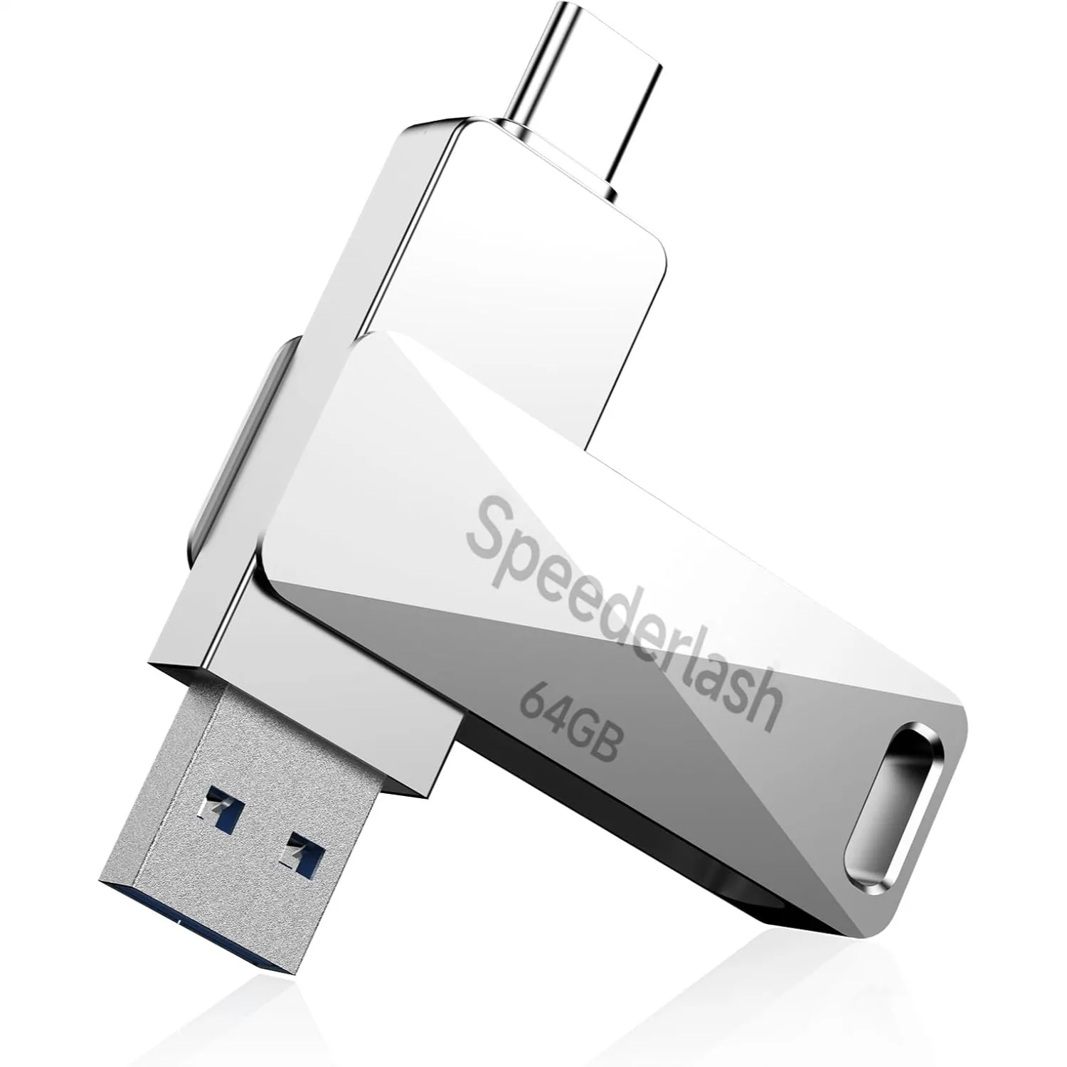

64GB USB 3.0 Flash Drive, 200MB/s Read Speed, Dual USB A & Type-C Thumb Drive for Android Phones, Tablets, Laptops
