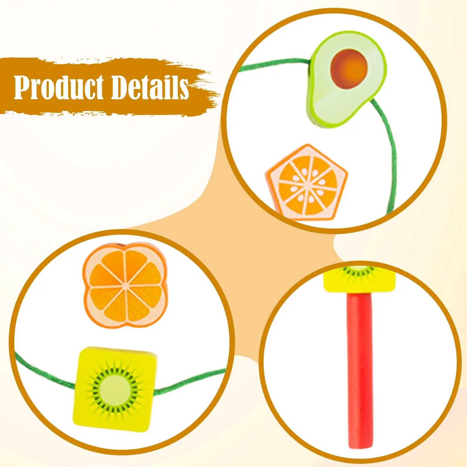 유아 두뇌 발달을 위한 나무 끈 구슬 장난감, 모양 맞추기 학습 장난감, 유아용 쌓기 블록