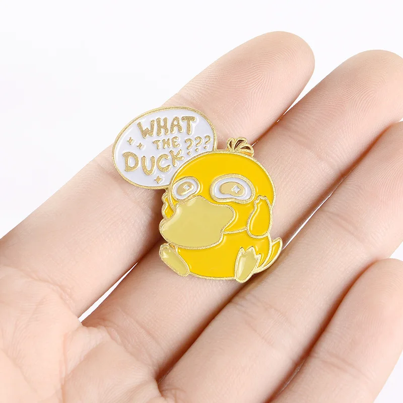 Cartoon Creative Cute Little Yellow Duck Letters Dialog Box Shape Lacquer Brooch Hundreds Of With Accessories Badges