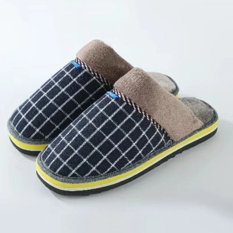 Handmade Winter Cotton Slippers Men Women Wear Resistant Non Slip Warm Thick Plush Indoor Home Shoes Couple Footwear