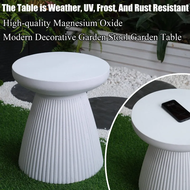 

High-quality Magnesium Oxide Modern Decorative Garden Stool Patio Furniture Side Table for Lawn and Garden Accessories Dark Grey