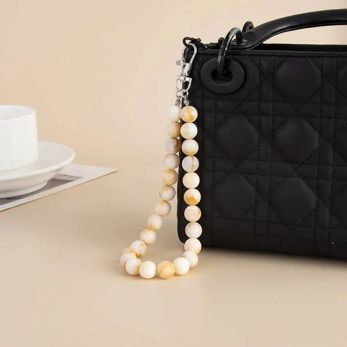 Salircon Trendy Elegent Handgefertigter Perlen-Schlüsselanhänger für Frauen, exquisite Acryl-Perlen-Geldbörse, Taschen, Dekoration, Schlüsselband, Schmuck, Geschenke