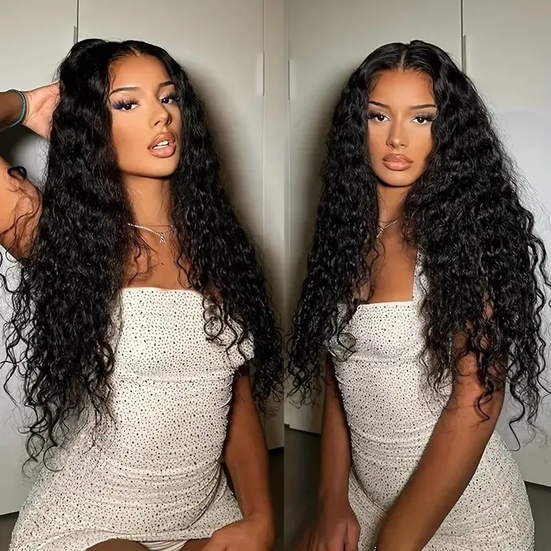 Rosabeauty 13X6 Deep Wave Nature Color 40 Inch 13x4 Lace Front Human Hair Wig Prebleached Curly Wig 250% Density For Women