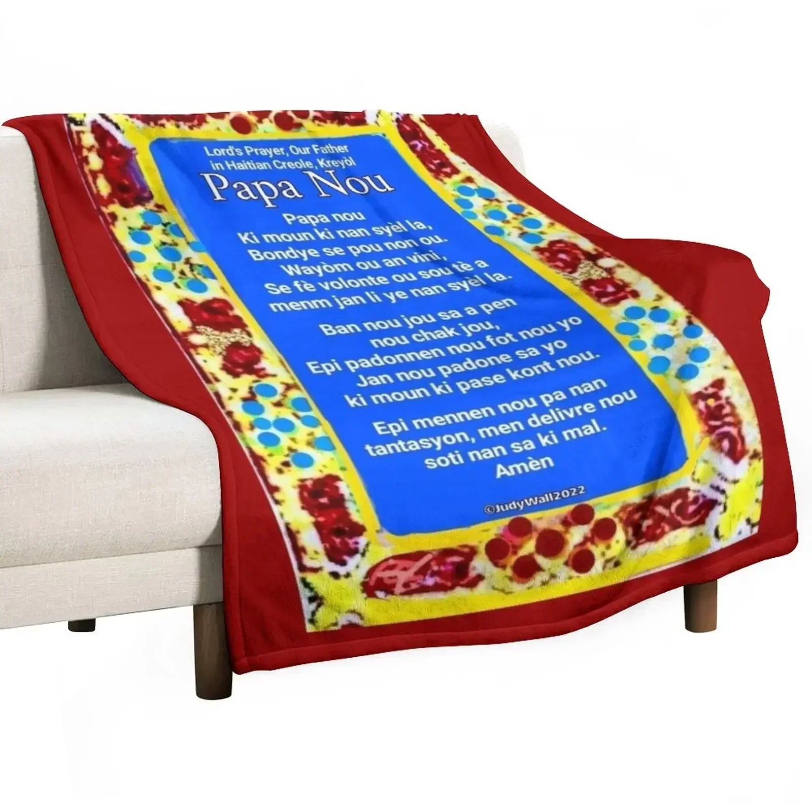 Haitian Creole, Lord's Prayer, Our Father, Papa Nou Throw Blanket Soft Plush Plaid Luxury St Cute Plaid Flannel Fabric Blankets