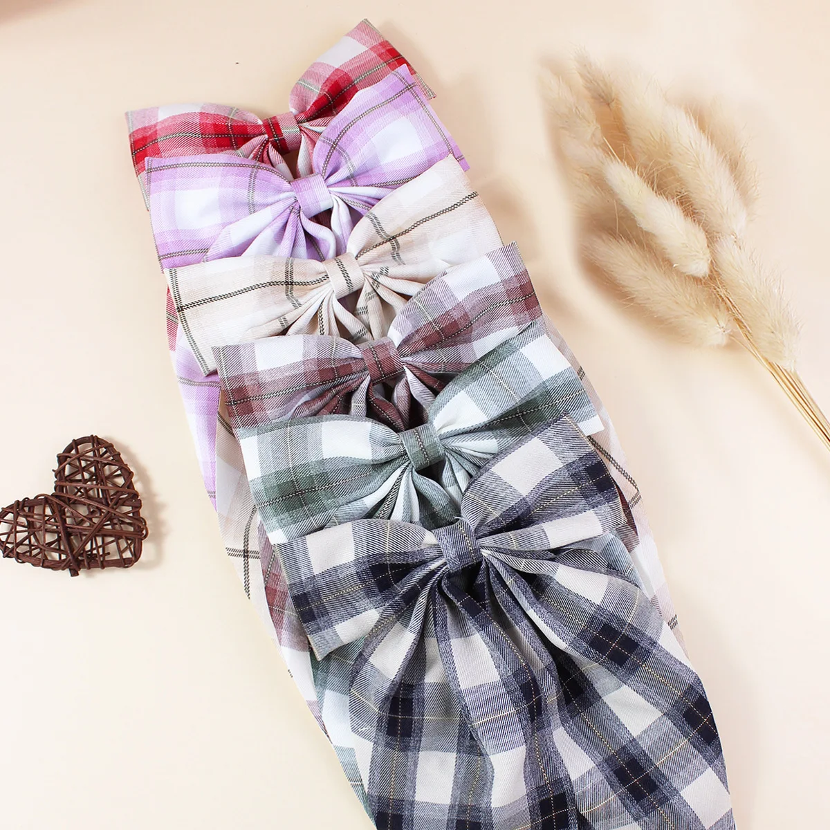 36pcs-long-tassel-hair-clips-college-style-tartan-plaid-print-cute-ribbon-bow-side-hairgrips-for-women-and-girls-bulk-headwear