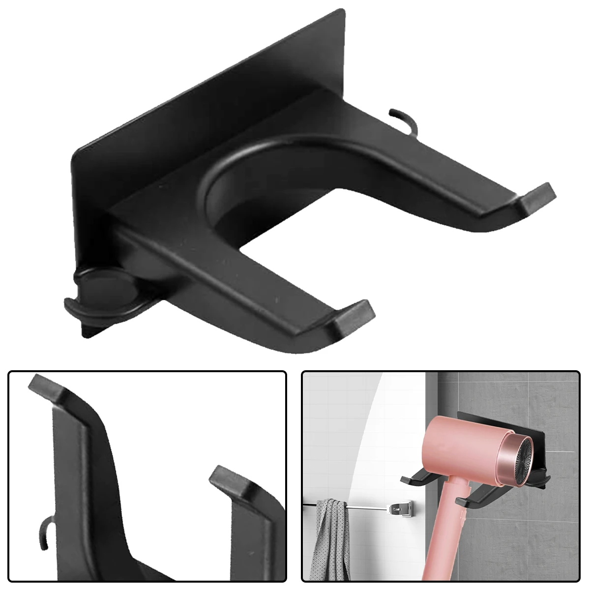 

NEW Hair Dryer Holder Plastic Wall Mounted Punch-free Self-adhesive Organizer Shelves Home Rack Organization Accessories Shelf