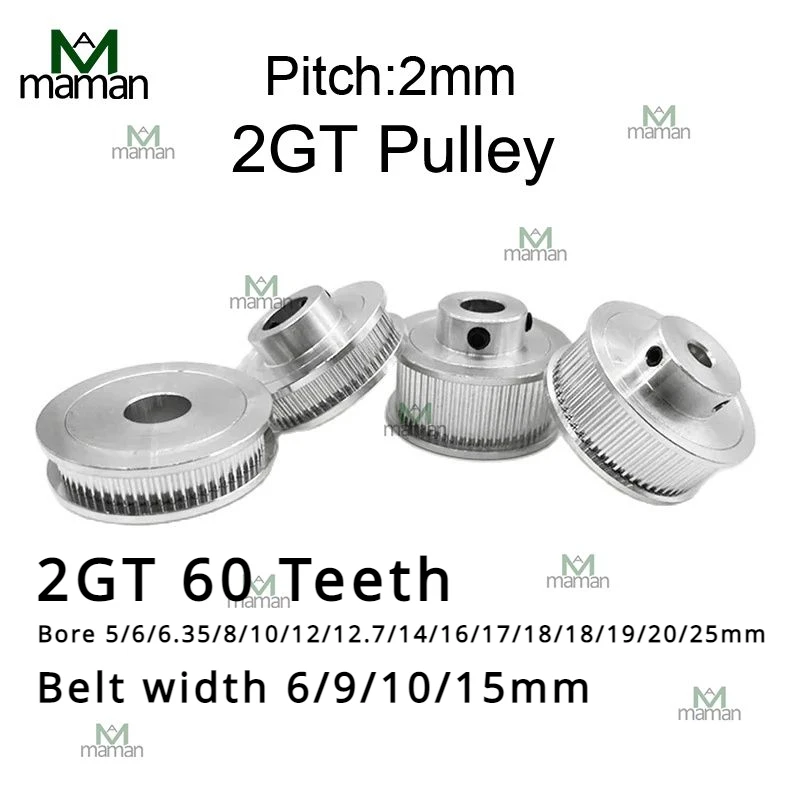 GT2 60 teeth BF pulley Bore 5/6/6.35/8/10/12/12.7/14/16/17/18/18/19/20/25mm tooth Belt width 6/9/10/15mm for 3D printer parts