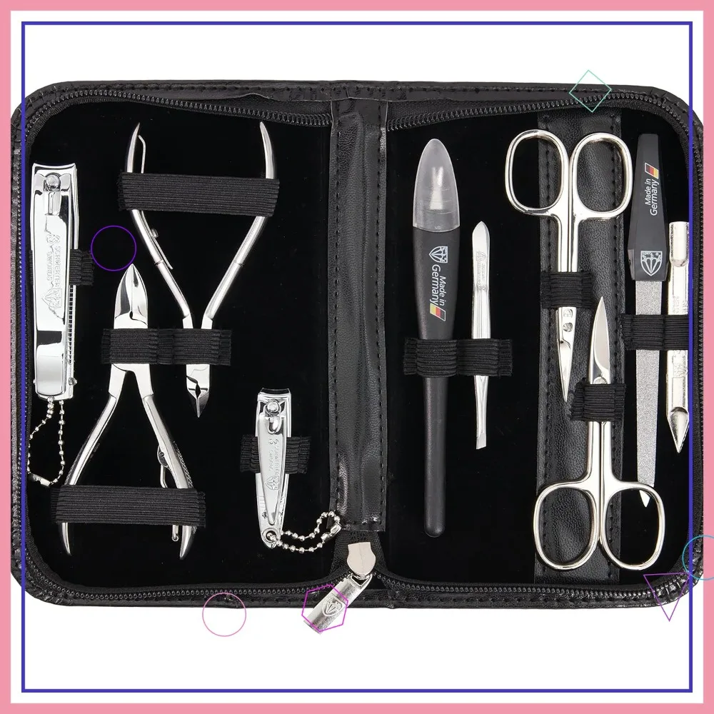 

Профессиональный набор для маникюра и педикюра из 10 предметов с ножницами и кусачками в кожаном чехле для ухода за ногтями