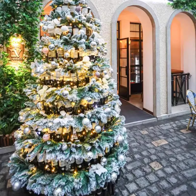 Anniversary Opening Ceremony Christmas Tree Red Wine Bottle Multi-layer Wrought Iron Glow