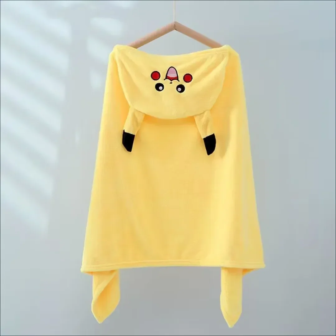 Pikachu accappatoio asciugamano da bagno peluche flanella bambino mantello con cappuccio accappatoio asciugamano doccia Robe RobeCape coperta