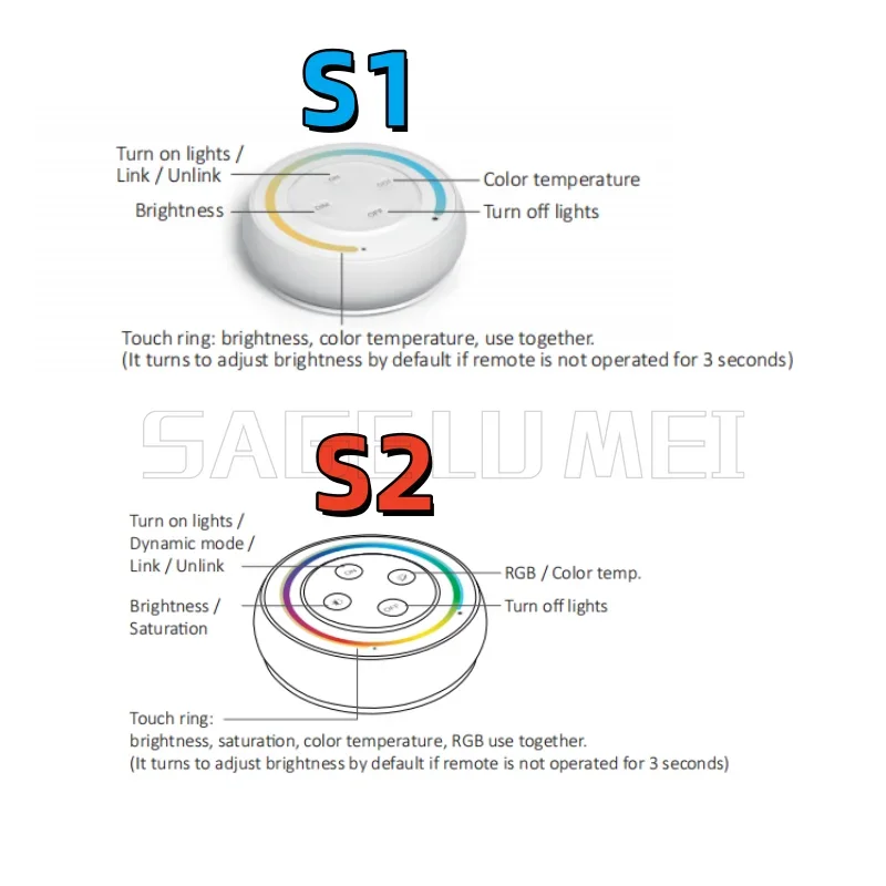 Miboxer 2.4G LED Controller Sunrise Remote Rainbow Remote S1-B S1-W S1-G S2-B S2-W S2-G For Color Temperature RGB+CCT LED Strip