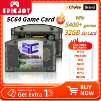 EPICJOY SummerCart 64 Open Source N64 Game Card For Nintendo 64 Game Console 32GB SD Card Compatibility 5400+ games & 64DD Games