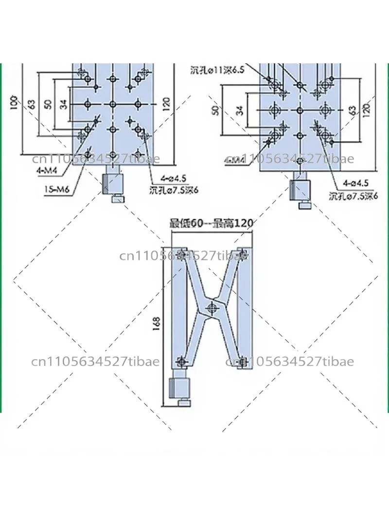 Manual Sliding Table Z Axis Vertical Lifting Platform 120x80mm 210x150mm Linear Stage Displacement