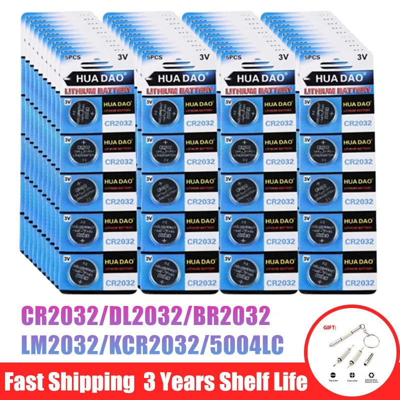 10-100PCS CR2032 5004LC 200mAh Lithium Coin Cell Battery Watch Toys Electronics Car Key Button Batteries DL2032 BR2032 CR 2032