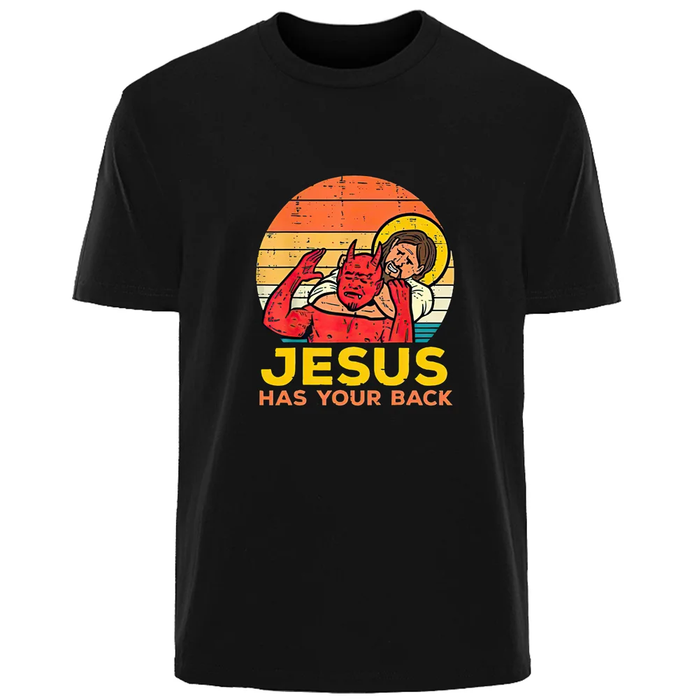 Summer Men 100% Cotton Creative Jesus will support you patterned comfortable breathable casual T-shirt Men outdoor street wear