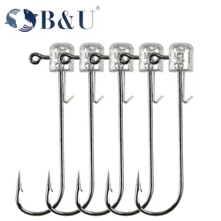B&U NED head jigs hook 2g-14g All size Round Ball Jig Head Hook Weedless Long Shank Secondary hooks For Soft Worm Fishing