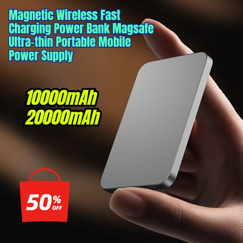 

20000mAh Magnetic Wireless Fast Charging Power Bank Magsafe Ultra-thin Portable Mobile Power Supply