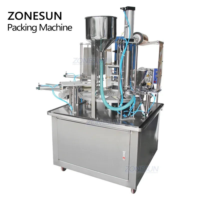 ZONESUN Macchina per il rifornimento e la sigillatura di liquidi ZS-GF900I Rotary Food Water Cup Imballaggio alimentare Bevanda 2 in 1 Macchinari di produzione