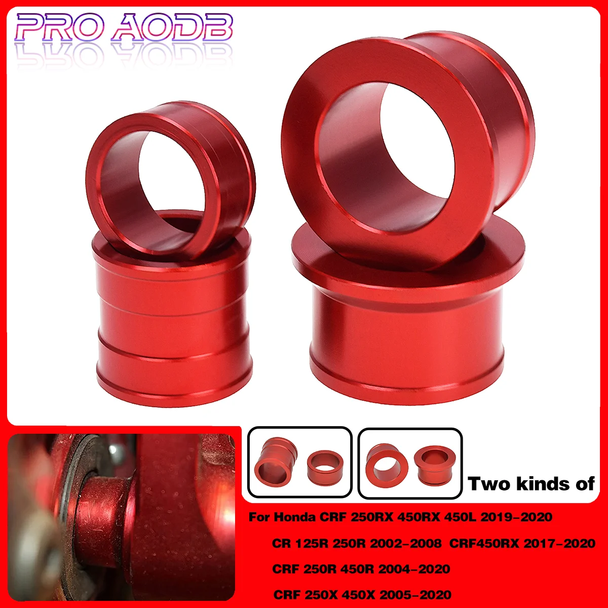 

Front Rear Wheel Hub Spacer Fork Bushing For Honda CR125R CR250R CRF250R CRF450R CRF250RX CRF450RX CRF450X CRF250X CRF450L 02-20