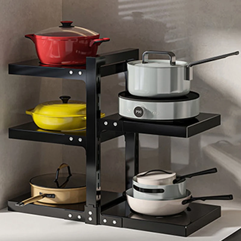 2/3/4/5 Tier Carbon Steel Pot Rack Space Saver Sturdy Design for Kitchen Holds Multiple Pots Easy Install Durable Quality