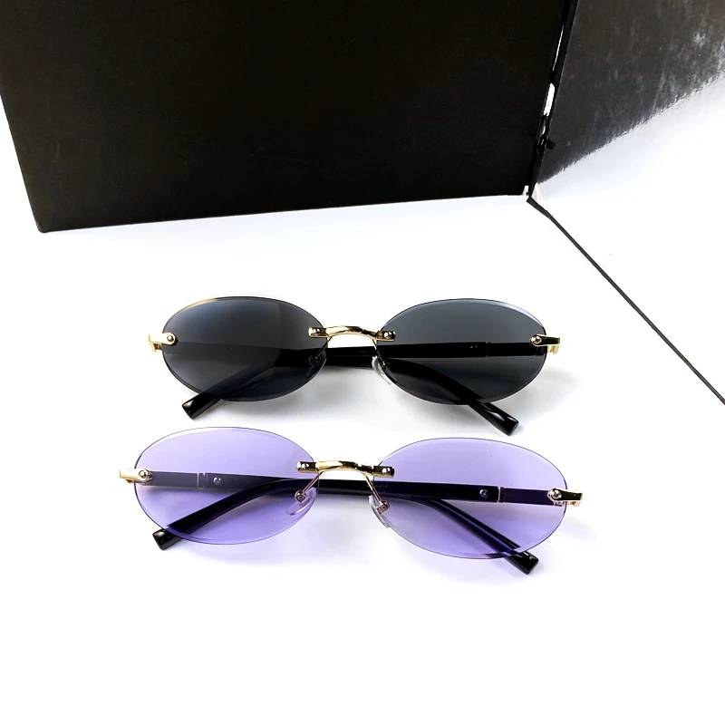 2pcs Oval Combo Fashion Metal Sun Glasses For Both Men and Women Cross-border Summer Beach Sunshade Sunglasses