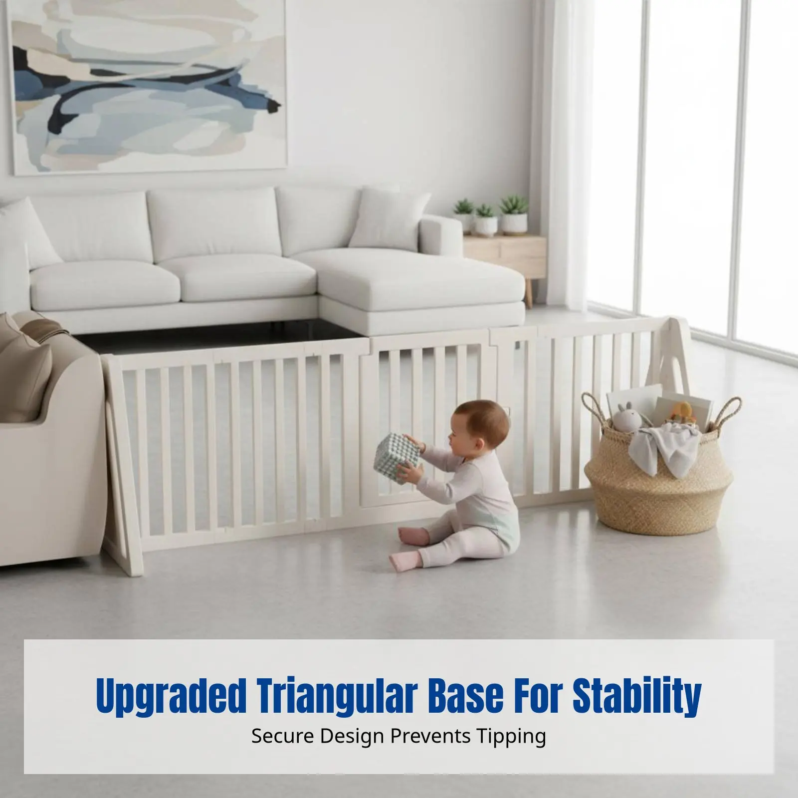 

Детский манеж, односторонний защитный барьер, ограждение для дома и гостиной, коврик-ограничитель для ползания малышей, улучшенное устойчивое треугольное основание