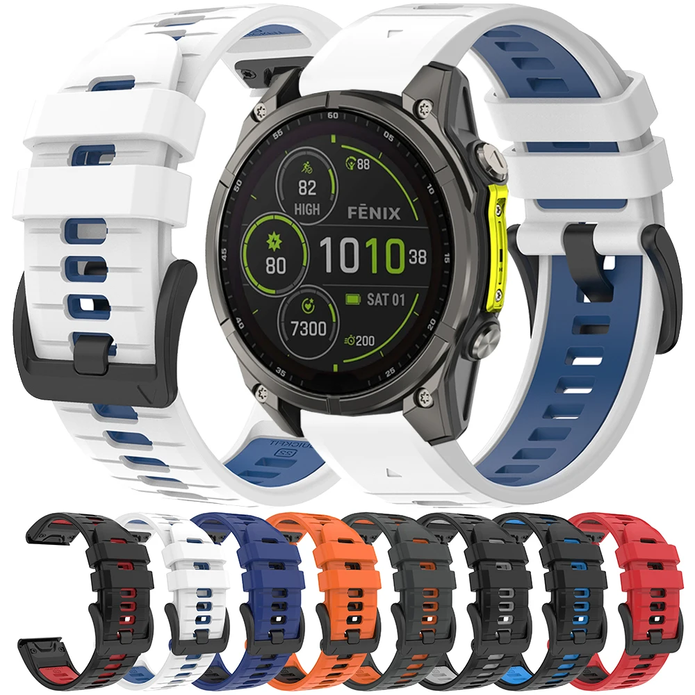 Sport-Silikonarmband für Garmin Tactix 8 51 mm 47 mm/Quatix 8 Pro/Instinct 3 2X/D2 Mach 2 1/Fenix Ersatz-Uhrenarmband