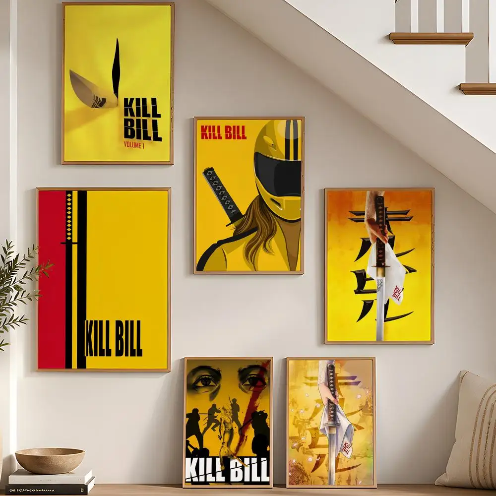 K-Kill Bill Movie Poster Stickers HD Painting Self-Adhesive Art for Bedroom Living Room Home Decor Modern Wall Decals Gift
