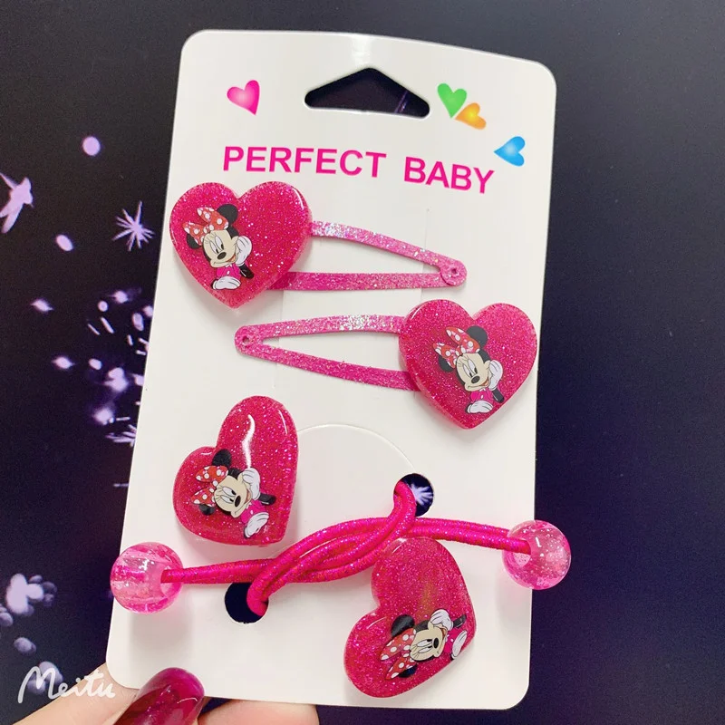 Disney Anime Mickey Mouse Hairpin Kawaii Minnie Hairrope Cartoon Hair Accessories Girl Children Hair Clips Hair Ropes Kids GIfts