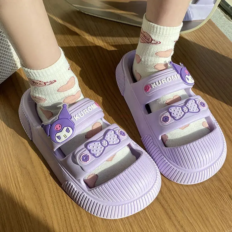 

Cartoon Sanrio Sandals Cute Hello Kitty Kuromi My Melody Student Summer Wear Antiskid Thick Soled Sandals And Slippers Outside