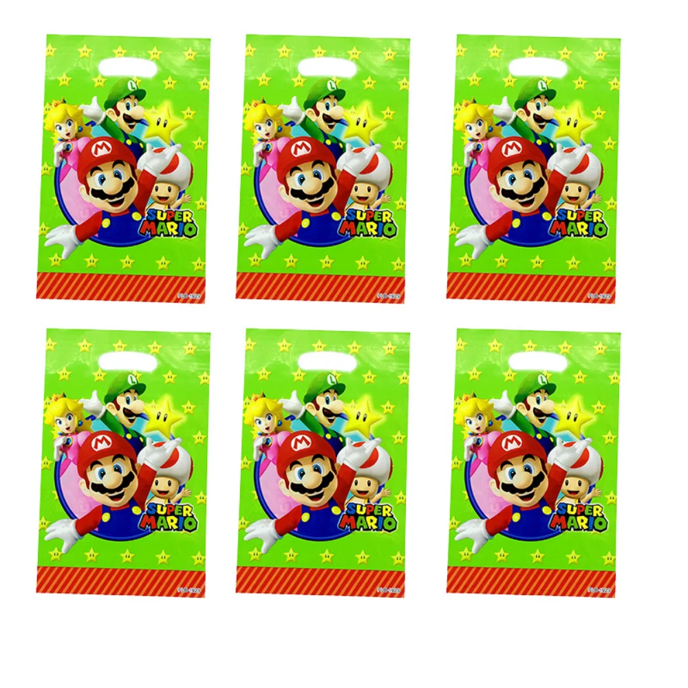 10pcs Game Super Mario Kawaii Plastic Gift Bags Mario Anime Figure Toy Kids Gift Bags Mario Theme Party Kids Birthday Xmas Gifts