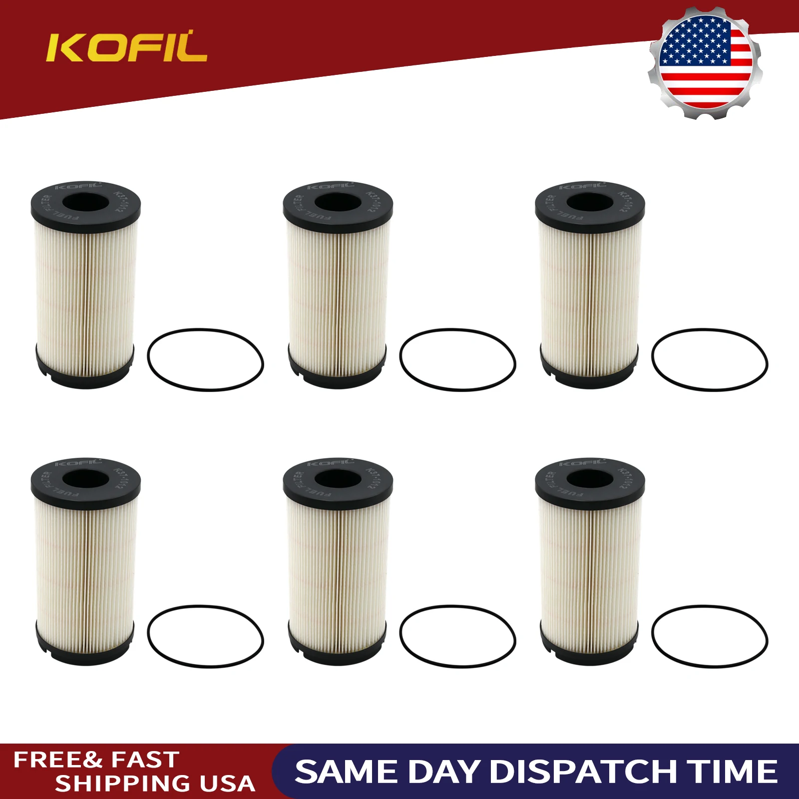 

K37-1012 Fuel Filter,Pack of 6,30 Micron,for PACCAR 2016+ MX11,MX13 Engines,Repalce FS20173, PF46082, 96685, L5112F, WF10499