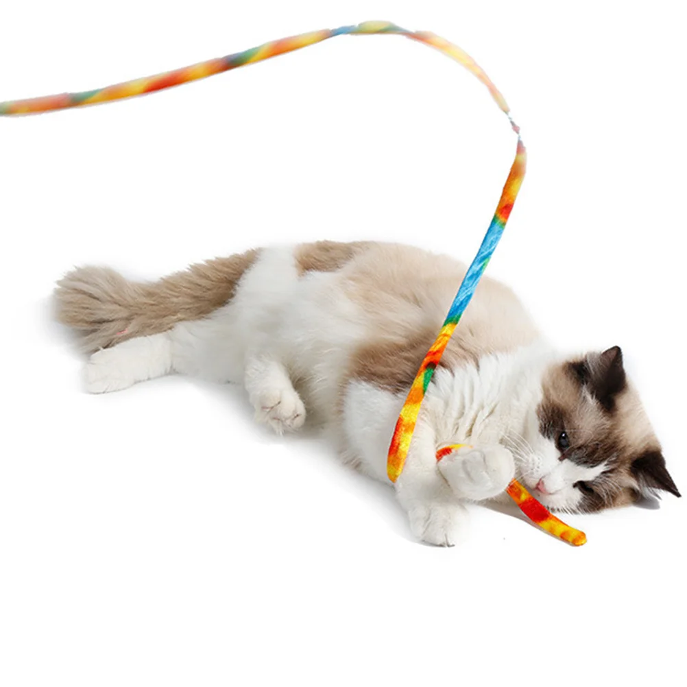 

Interactive Cat Teaser Wand Colorful PVC Ribbon Bell Kitten Pet Fun Cat Rod Teaser Stick Pet Toys