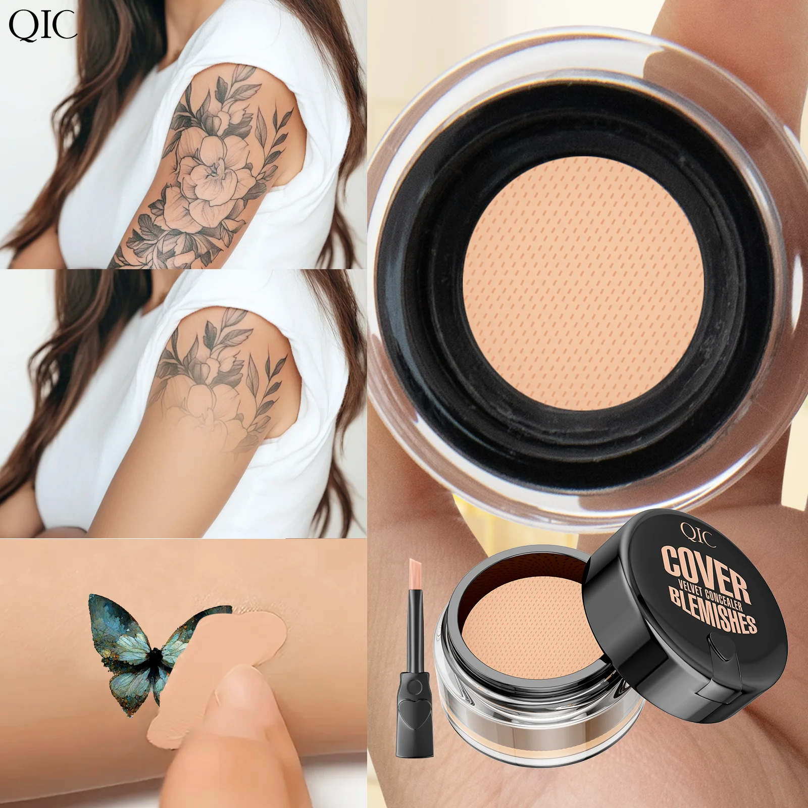 QIC ハイドレーティング アイ ブライトニング コンシーラー コントゥアクリーム フルカバー ロングラスティング コレクティング アイ コンシーラー、パーフェクトルックメイクアップ