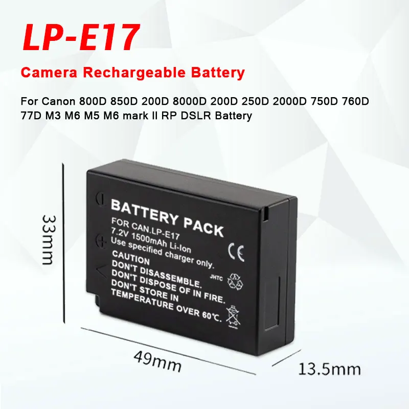 LP E17 LP-E17 Camera Batteries for Canon EOS 200D M3 M6 T6i T6s 750D 760D 800D 850D 8000D 200D KISS X8i LPE17 Cameras Battery