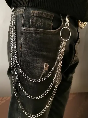 โซ่โลหะสำหรับคาดเอว สไตล์ฮิปฮอป ร็อค พังก์ ใช้คล้องกางเกง กระเป๋าเงิน หรือพวงกุญแจ