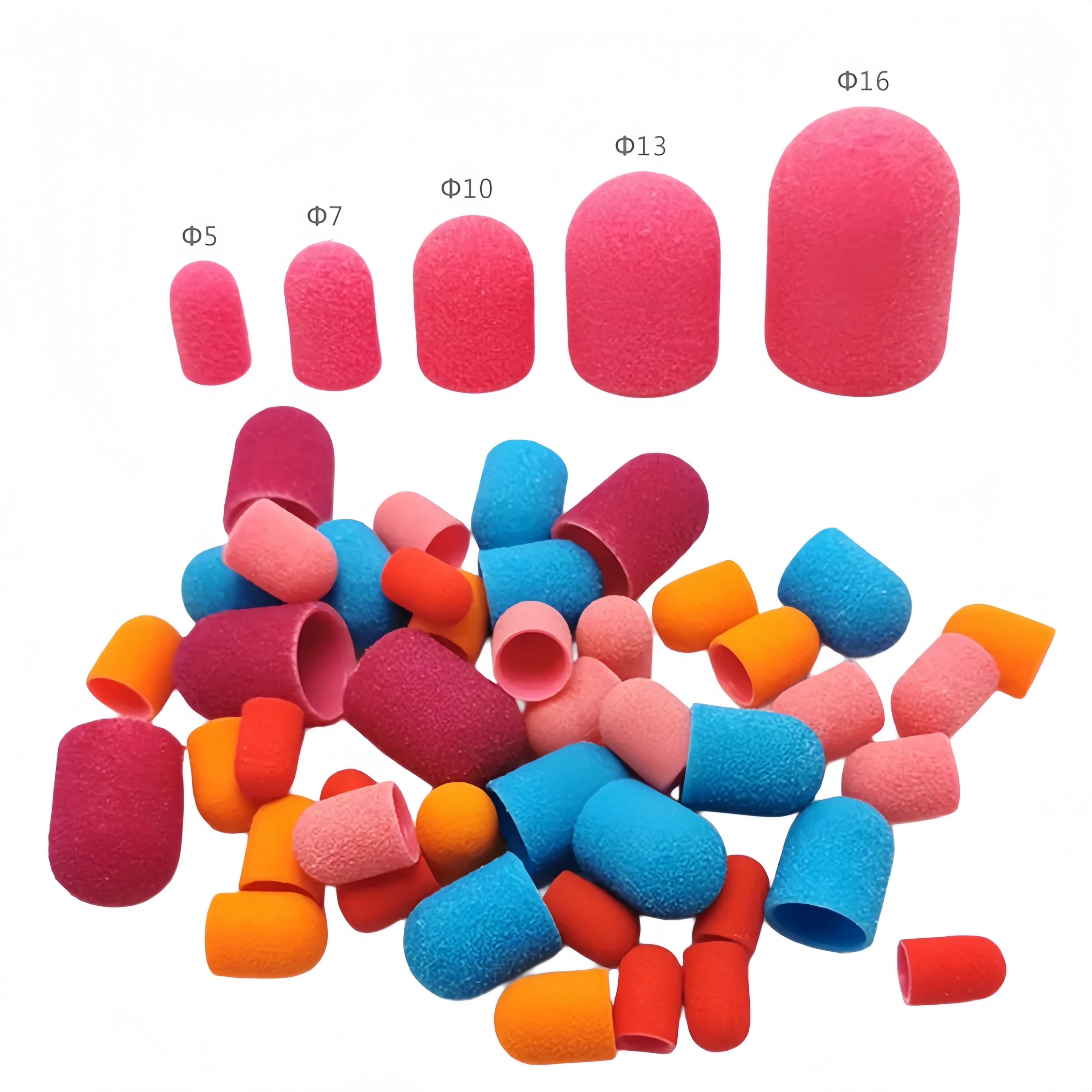 50Pcs Plastic Sanding Caps – Nail Drill Accessories for Pedicure, Polishing, Foot Cuticle Removal, with Rubber Grip.