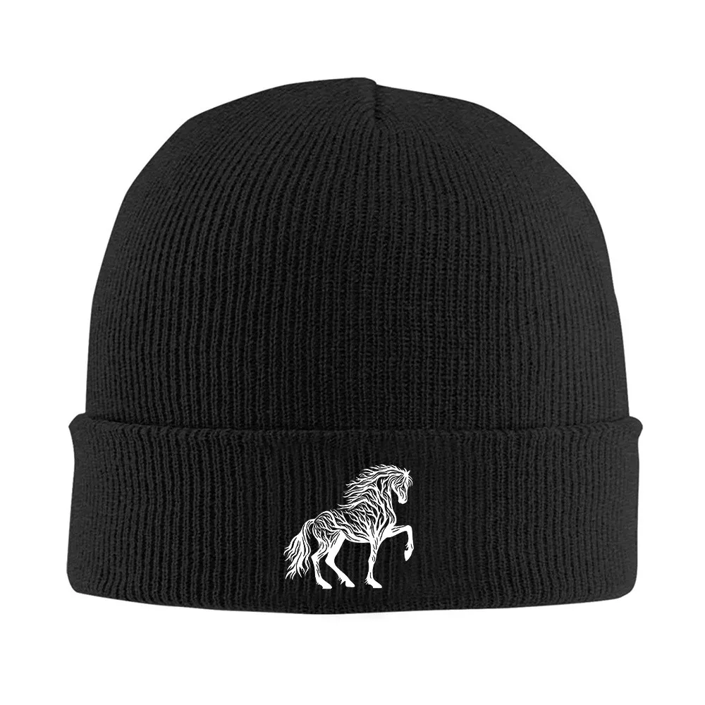 Rearing Horse Graphic Knit Beanie Hat for Men Women Warm Windproof Winter Ski Beanie