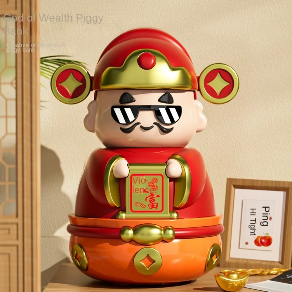 Savings Tank The God of Wealth Piggy Bank Decorative Good Symbolism Chinese God Ornaments Cartoon Openable New Year Saving Box