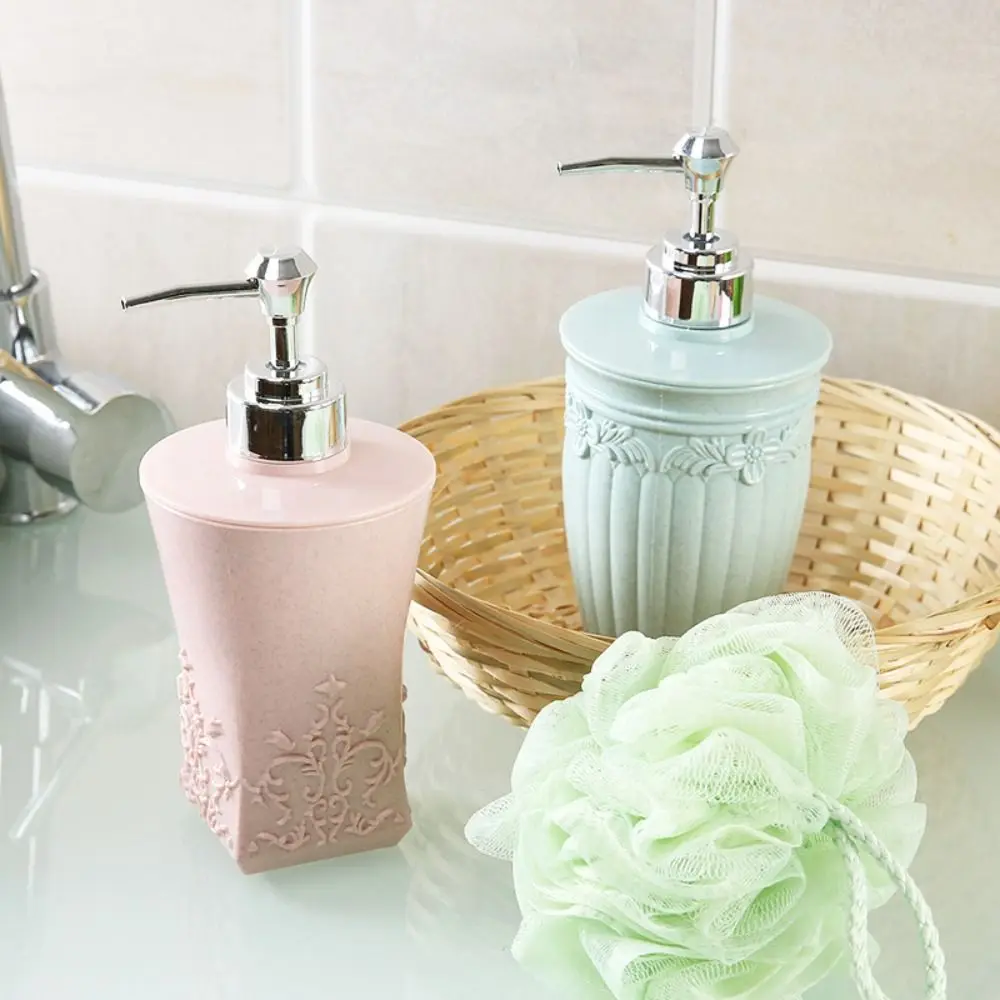 New 450ml Shampoo Lotion Bottle Stained Carved Refillable Manual Soap Dispenser Fashion Bathroom Accessory Hand Sanitizer Bottle