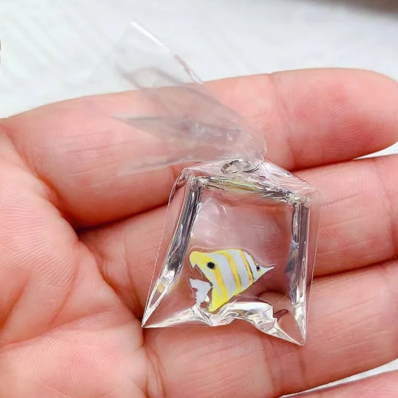 Mix 10pcs/pack Transparent Water Bag Fish Resin Charms Funny Ocean Coral Goldfish Pendant For Earring Keychain DIY Jewelry Make