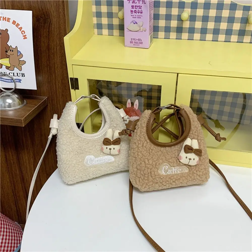 Creative Cute Crossbody Bag Lamb Wool Cartoon Furry Handbag Rabbit Purse Mini Shoulder Bag Women