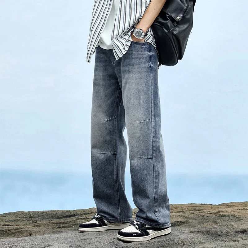 Summer Elastic Men's Jeans Fashion blue Comfortable Business Straight Stretch Cotton Casual Denim Pants Brand Male Trousers