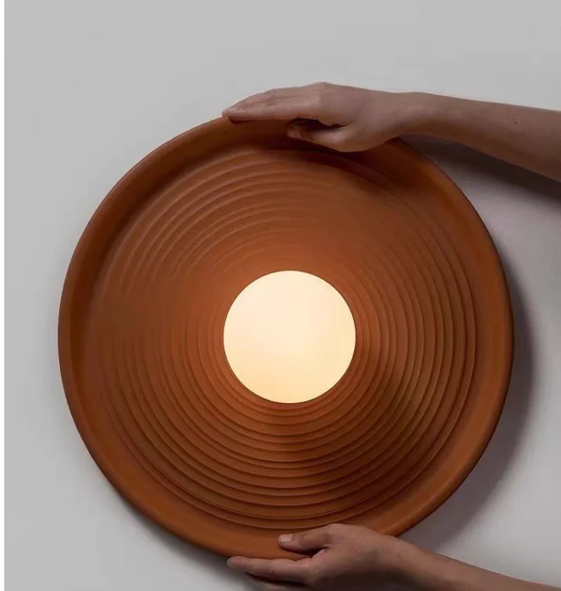 Nordic Minimalist Wall Lamp Orange Grey Circle Wall Light Bedroom Bedside Reading Light Corridor Aisle Decoration Sconces