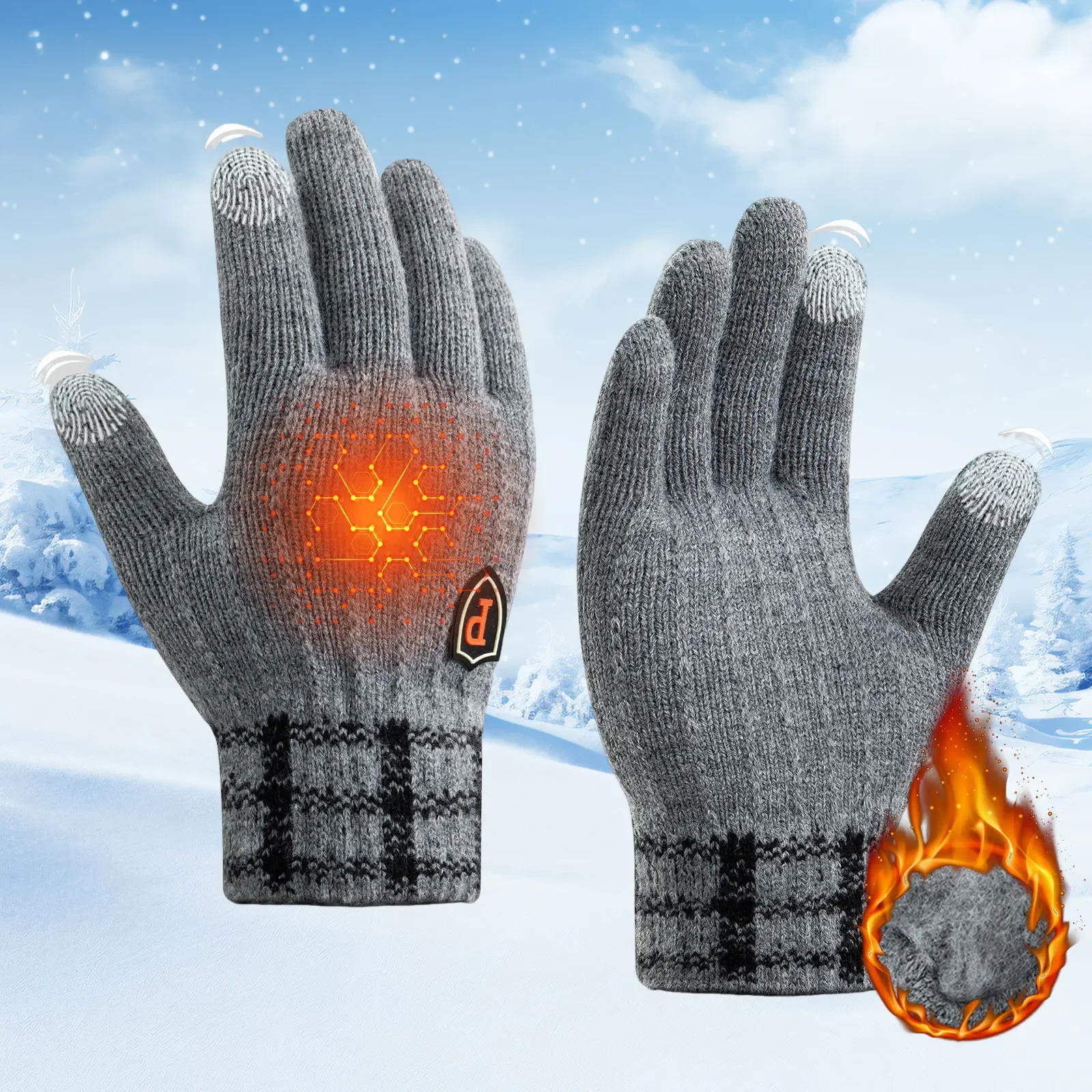 

Зимние теплые ветрозащитные перчатки для мужчин, перчатки для езды на работу, сенсорные перчатки для активного отдыха, бега, офиса, модные мягкие вязаные перчатки для мужчин