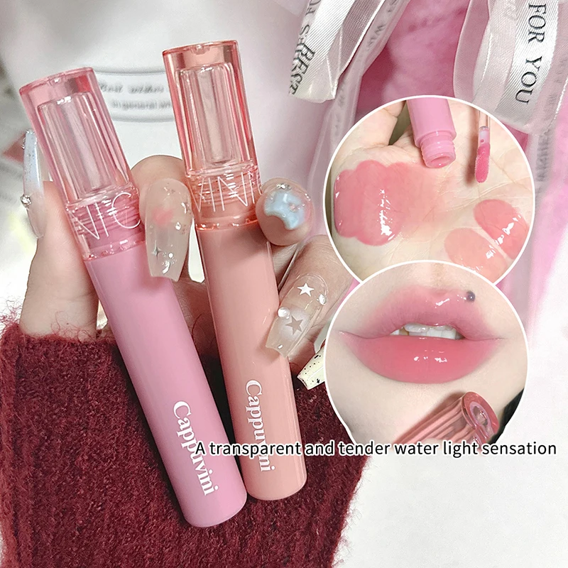 Mirror Water Gloss Lip Gloss Long Lasting Waterproof Moisturizing Jelly Lip Glaze Non-Sticky Lightweight High Pigment Student